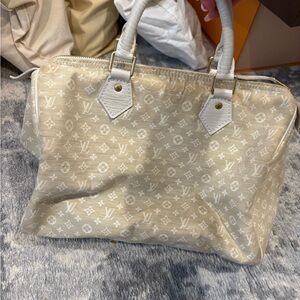 Louis Vuitton Cream Monogram Tote with White Trim
